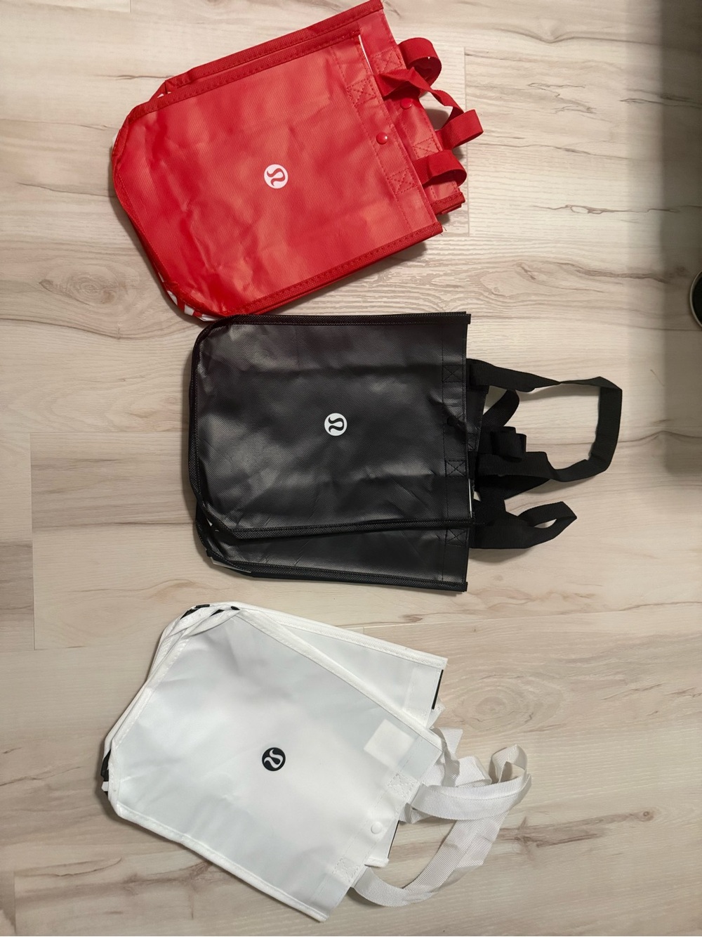 Bundle of 2 red, black & white lululemon athletica Reusable Totes NWT